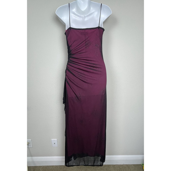 City‎ Triangle Y2K Whimsigoth Fairygore Dress S Black Beaded Pink Lining Floral - Picture 6 of 8